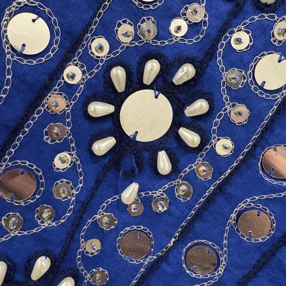 Soft Surroundings Preciosa Maxi Skirt Embroidered Beaded Boho Floral Blue PM - Picture 6 of 16